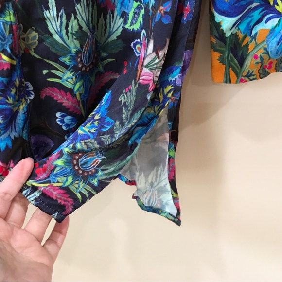 H&M Women's Blazer Dress Tropical Floral Blue Printed Size 2 New - Picture 4 of 8